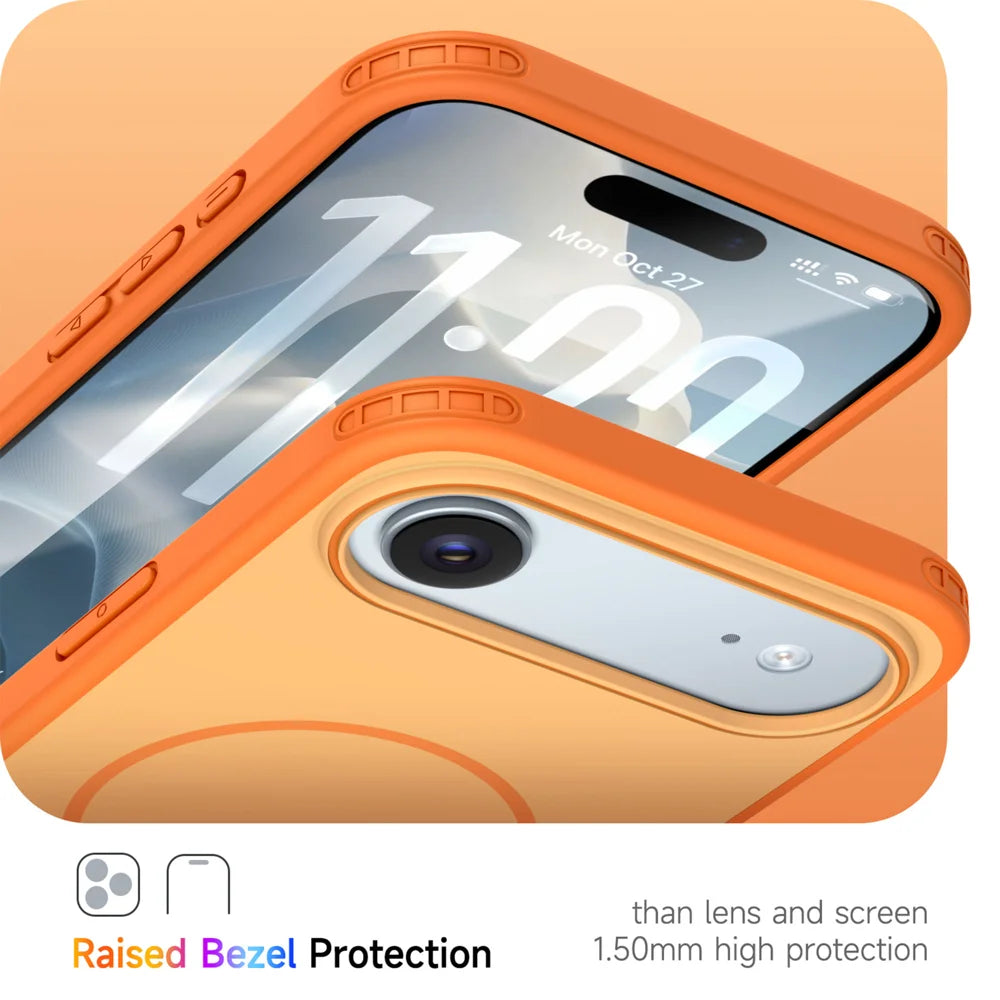For iPhone Air Magnetic Case Skin Touch PC + TPU Anti-Drop Phone Cover - Orange - 6