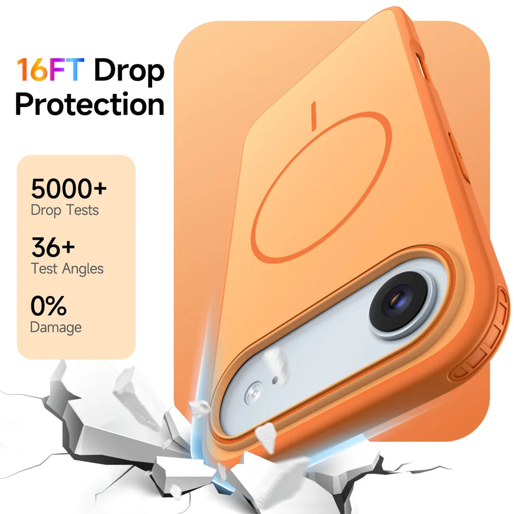 For iPhone Air Magnetic Case Skin Touch PC + TPU Anti-Drop Phone Cover - Orange - 7