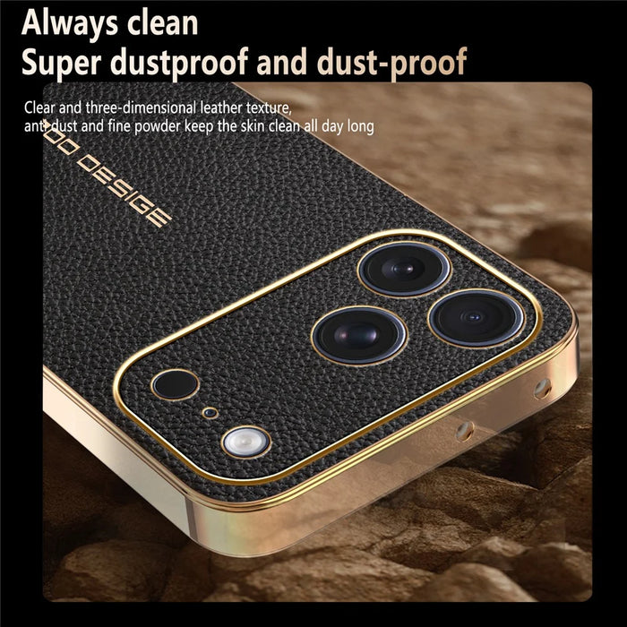 For iPhone 17 Pro Max Case Anti Scratch Litchi Texture TPU Leather PU Phone Back Cover - Black - 4