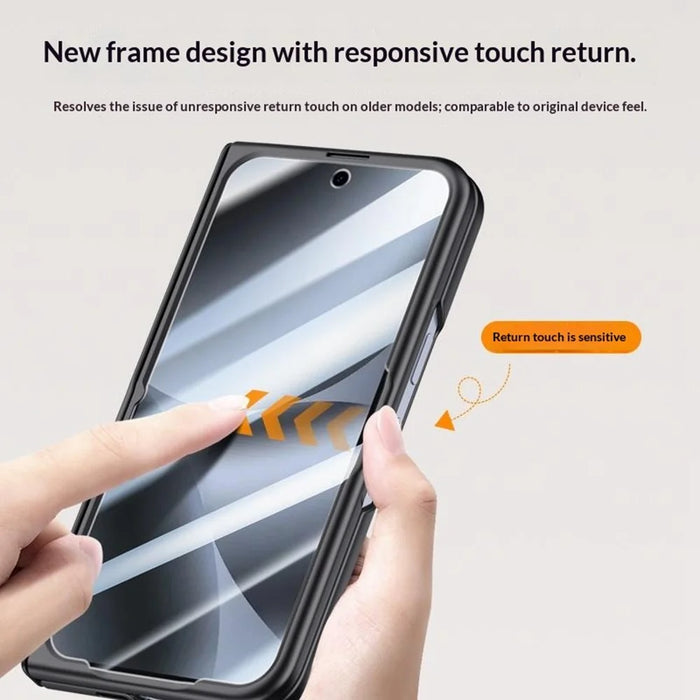 For Google Pixel 10 Pro Fold Magnetic Case Kickstand Skin Touch PC Phone Cover Built-In Screen Protector - Black - 4