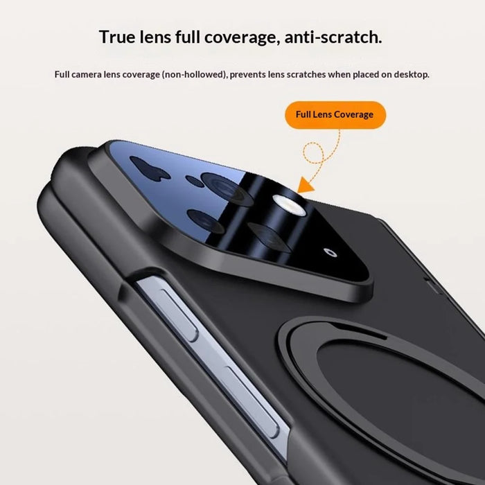 For Google Pixel 10 Pro Fold Magnetic Case Kickstand Skin Touch PC Phone Cover Built-In Screen Protector - Black - 6