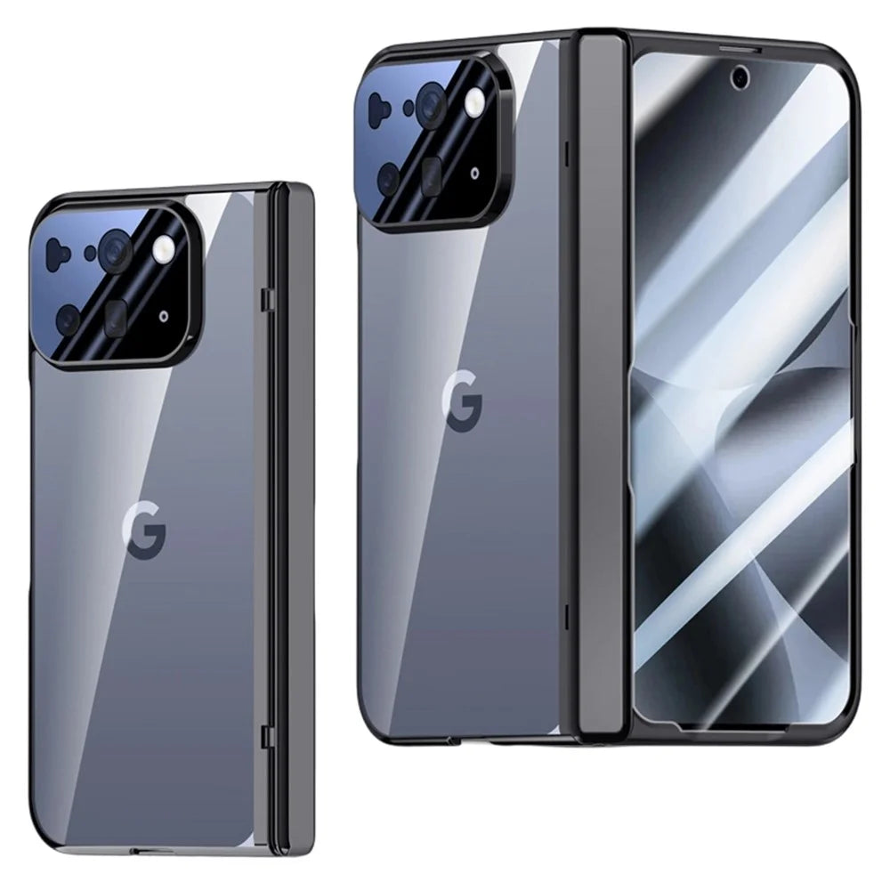 For Google Pixel 10 Pro Fold Case PC + Acrylic Phone Cover with Screen Protector Hinge Protection - Black - 1