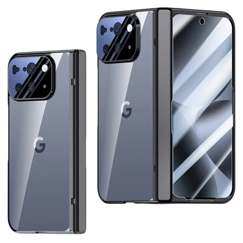 For Google Pixel 10 Pro Fold Case PC + Acrylic Phone Cover with Screen Protector Hinge Protection - Black - 1