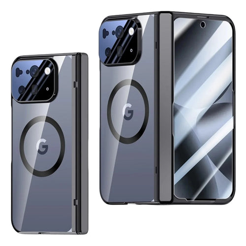 For Google Pixel 10 Pro Fold Magnetic Case Hard PC + Acrylic Phone Cover with HD Screen Protector - Black - 1