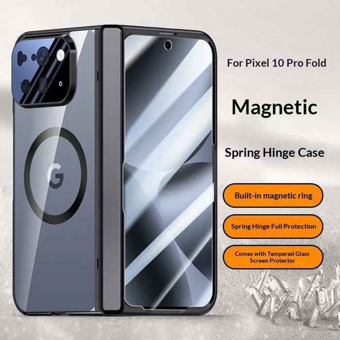 For Google Pixel 10 Pro Fold Magnetic Case Hard PC + Acrylic Phone Cover with HD Screen Protector - Black - 3