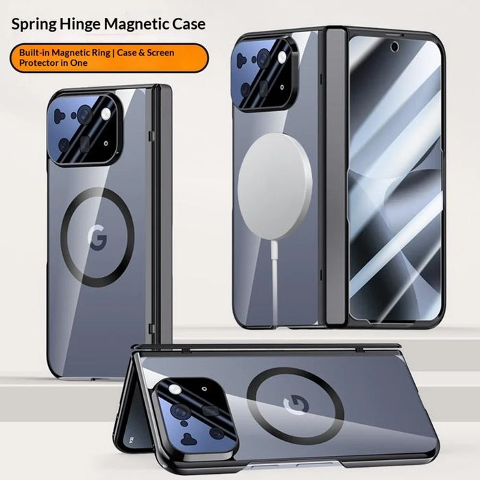 For Google Pixel 10 Pro Fold Magnetic Case Hard PC + Acrylic Phone Cover with HD Screen Protector - Black - 4