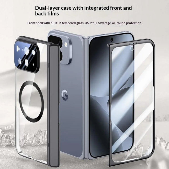For Google Pixel 10 Pro Fold Magnetic Case Hard PC + Acrylic Phone Cover with HD Screen Protector - Black - 5