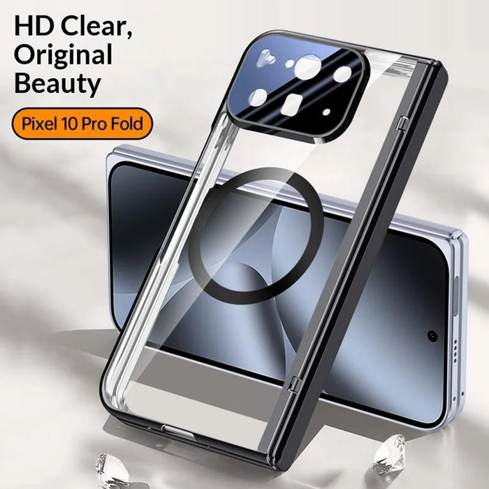 For Google Pixel 10 Pro Fold Magnetic Case Hard PC + Acrylic Phone Cover with HD Screen Protector - Black - 6