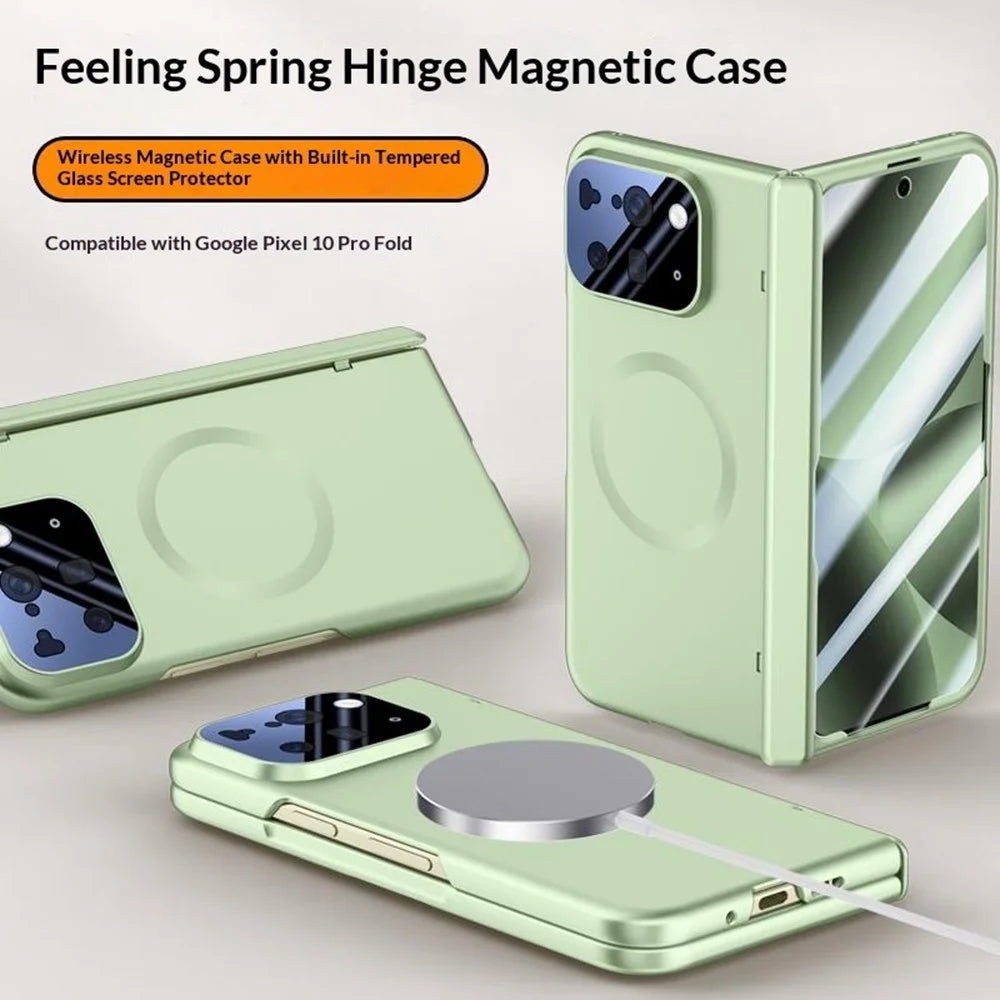 For Google Pixel 10 Pro Fold Magnetic Case Hard PC Phone Cover with Rear Small Screen Protector - Green - 2