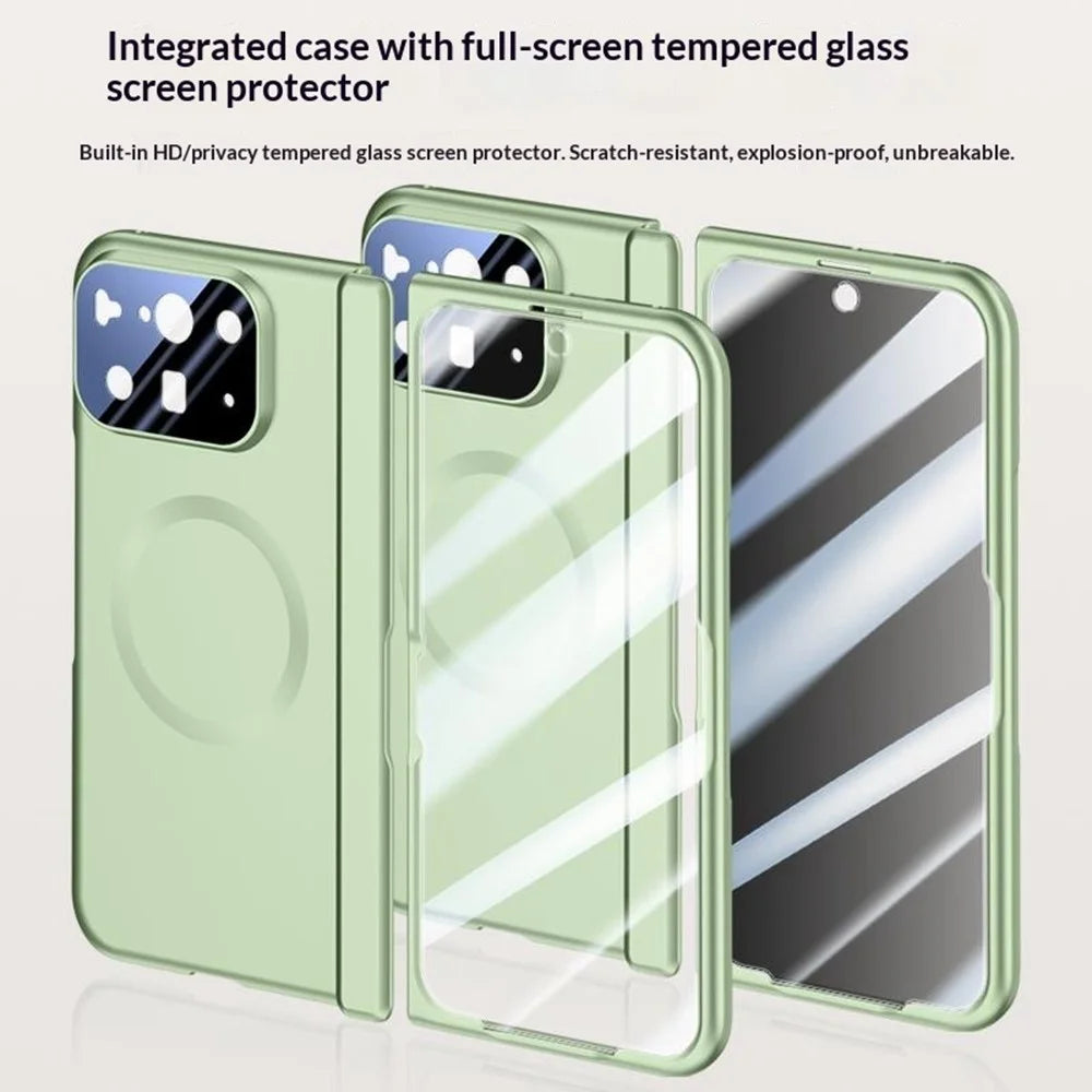 For Google Pixel 10 Pro Fold Magnetic Case Hard PC Phone Cover with Rear Small Screen Protector - Green - 3
