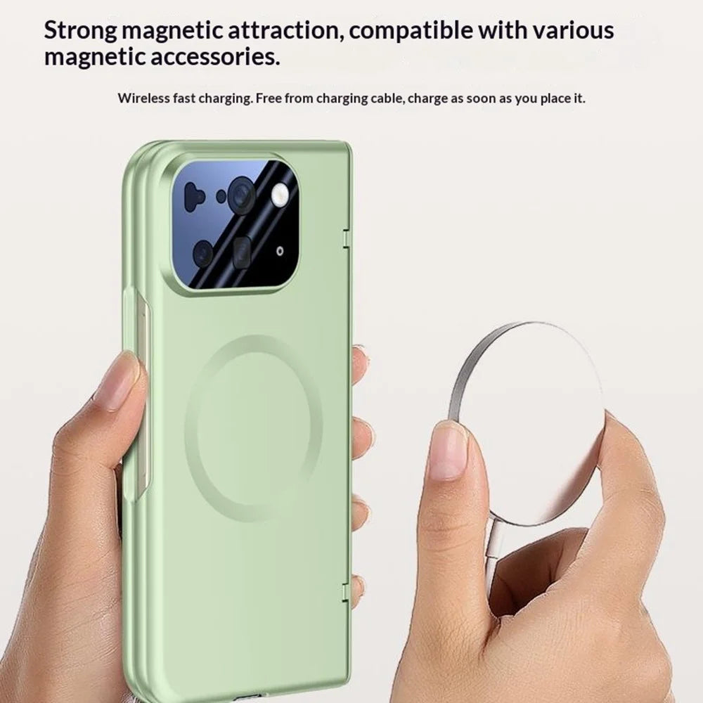 For Google Pixel 10 Pro Fold Magnetic Case Hard PC Phone Cover with Rear Small Screen Protector - Green - 4