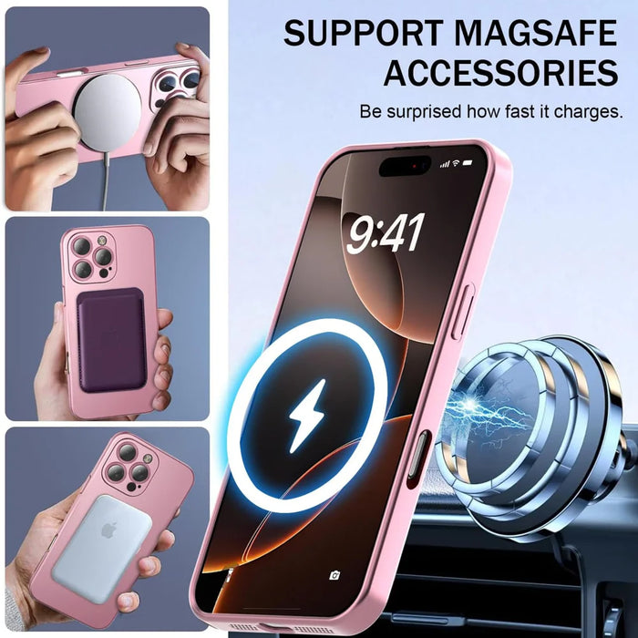For iPhone 15 Pro Case Compatible with MagSafe Ultra Thin TPU Phone Cover with Lens Protection - Pink - 3