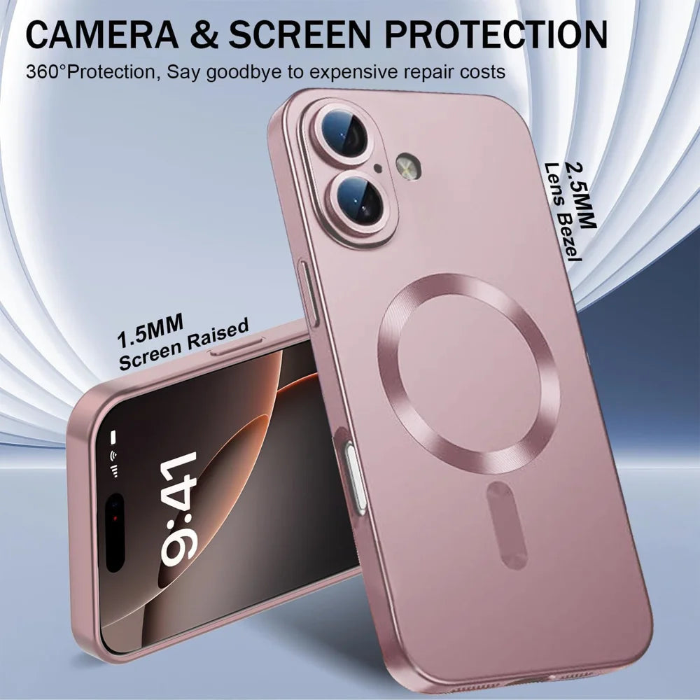 For iPhone 16 Case Compatible with MagSafe Ultra Thin TPU Phone Cover with Lens Protection - Pink - 4
