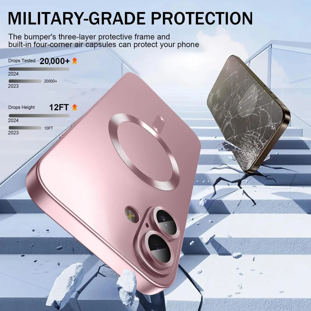 For iPhone 16 Case Compatible with MagSafe Ultra Thin TPU Phone Cover with Lens Protection - Pink - 5