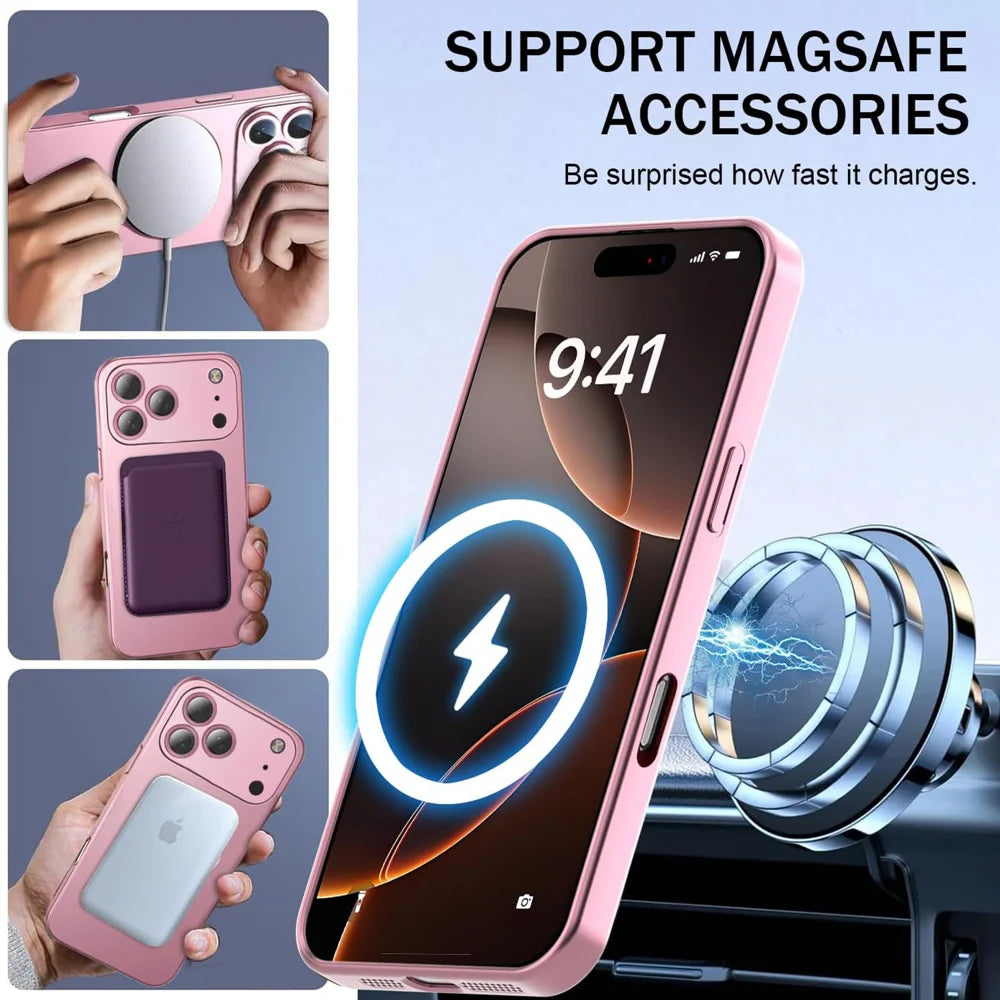 For iPhone 18 Pro / 17 Pro Case Compatible with MagSafe Ultra Thin TPU Phone Cover with Lens Protection - Pink - 3