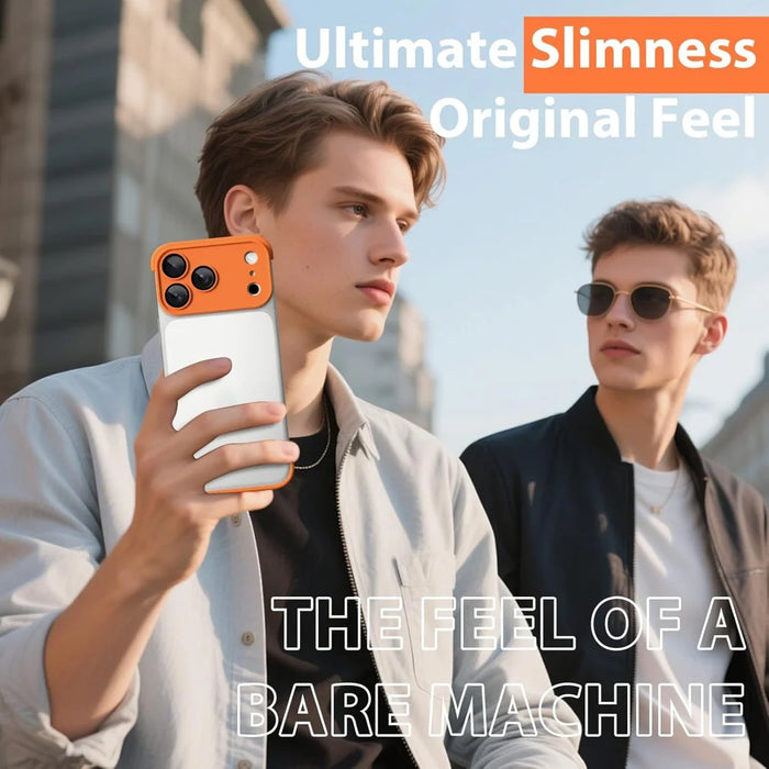 For iPhone 17 Pro Max Case Frameless Phone Corner Pad TPU Bumper Cover with Camera Lens Protector - Orange - 2