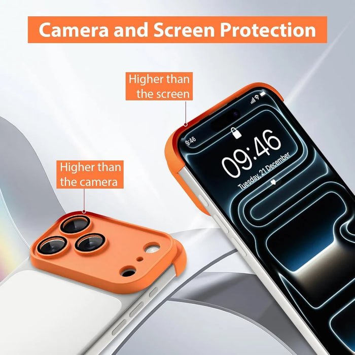 For iPhone 17 Pro Max Case Frameless Phone Corner Pad TPU Bumper Cover with Camera Lens Protector - Orange - 5