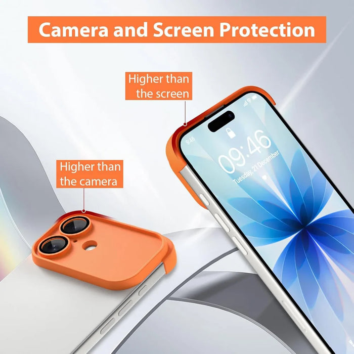 For iPhone 17 Case Frameless Phone Corner Pad TPU Bumper Cover with Camera Lens Protector - Orange - 5