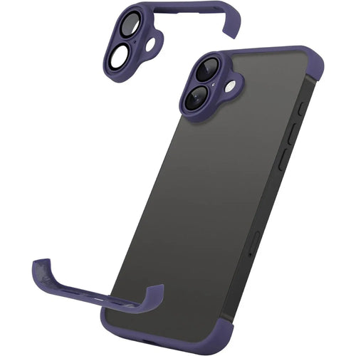 For iPhone 16 Case Frameless Phone Corner Pad TPU Bumper Cover with Camera Lens Protector - Purple - 1