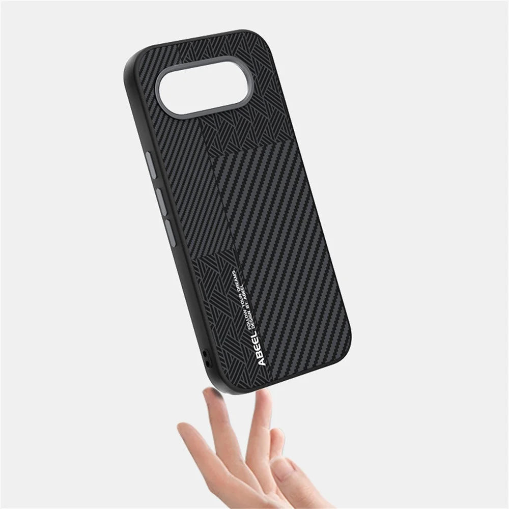 ABEEL For Google Pixel 10a Magnetic Case PC + TPU + Aluminum Alloy + PU Leather Slim Phone Back Cover - Texture 3 - 3
