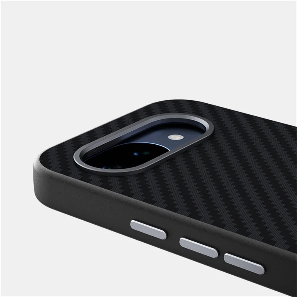ABEEL For Google Pixel 10a Magnetic Case Carbon Fiber Texture Phone Back Cover - Black - 6
