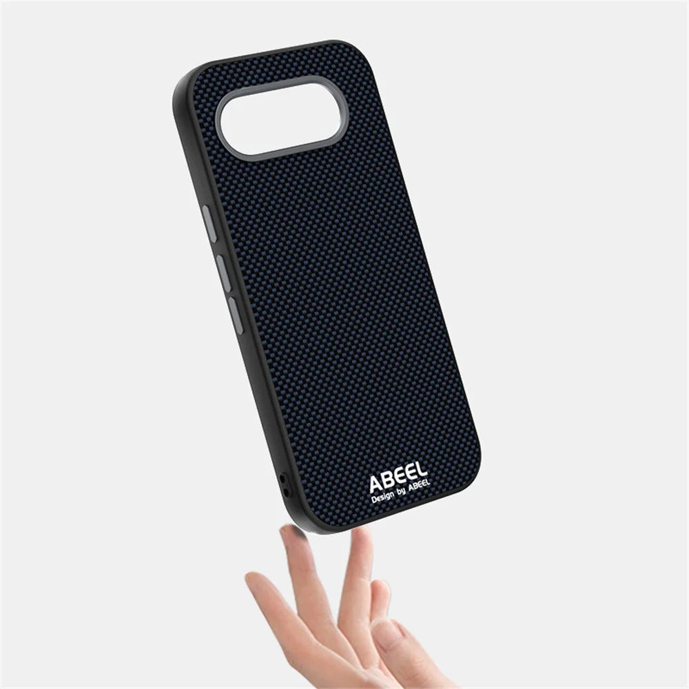 ABEEL For Google Pixel 10a Magnetic Case Printed PC TPU Aluminum Alloy Leather Phone Cover - Black - 3