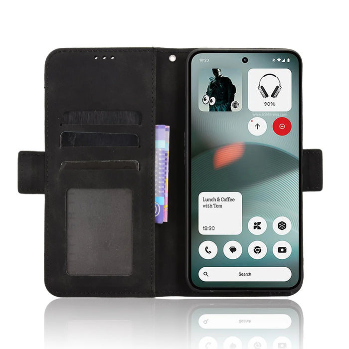 For Nothing Phone (3a) Lite 5G Leather Case Phone Wallet Cover with Multiple Card Slots - Black - 5