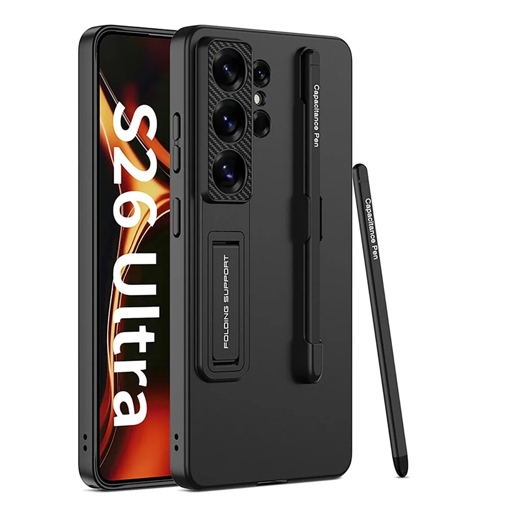 GKK For Samsung Galaxy S26 Ultra Case Slim Kickstand PC Phone Back Cover with Stylus - Black - 1