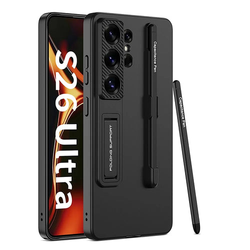 GKK For Samsung Galaxy S26 Ultra Case Slim Kickstand PC Phone Back Cover with Stylus - Black - 1