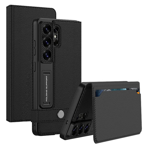 GKK For Samsung Galaxy S26 Ultra Case with Card Holder Kickstand Leather Flip Phone Cover - Black - 1