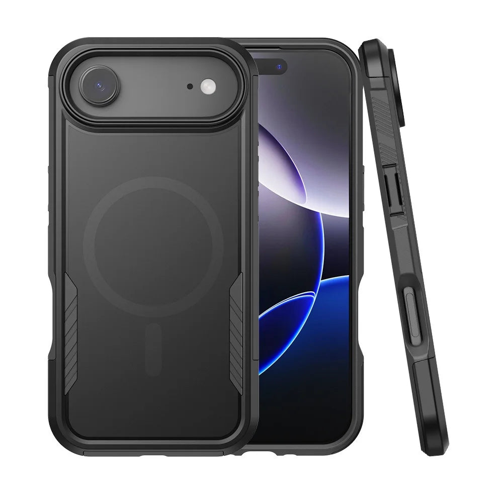 For iPhone Air Magnetic Case PC + TPU Shockproof Matte Phone Cover - Black - 1