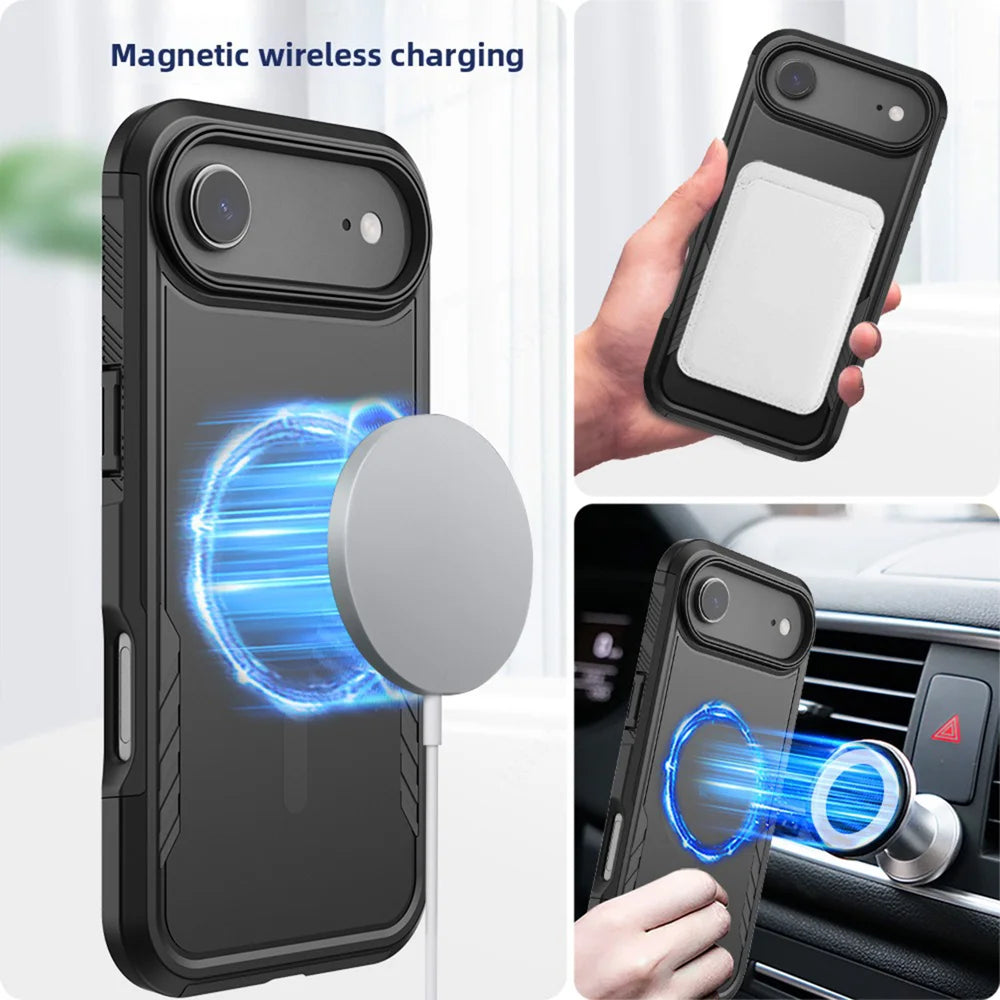 For iPhone Air Magnetic Case PC + TPU Shockproof Matte Phone Cover - Black - 2
