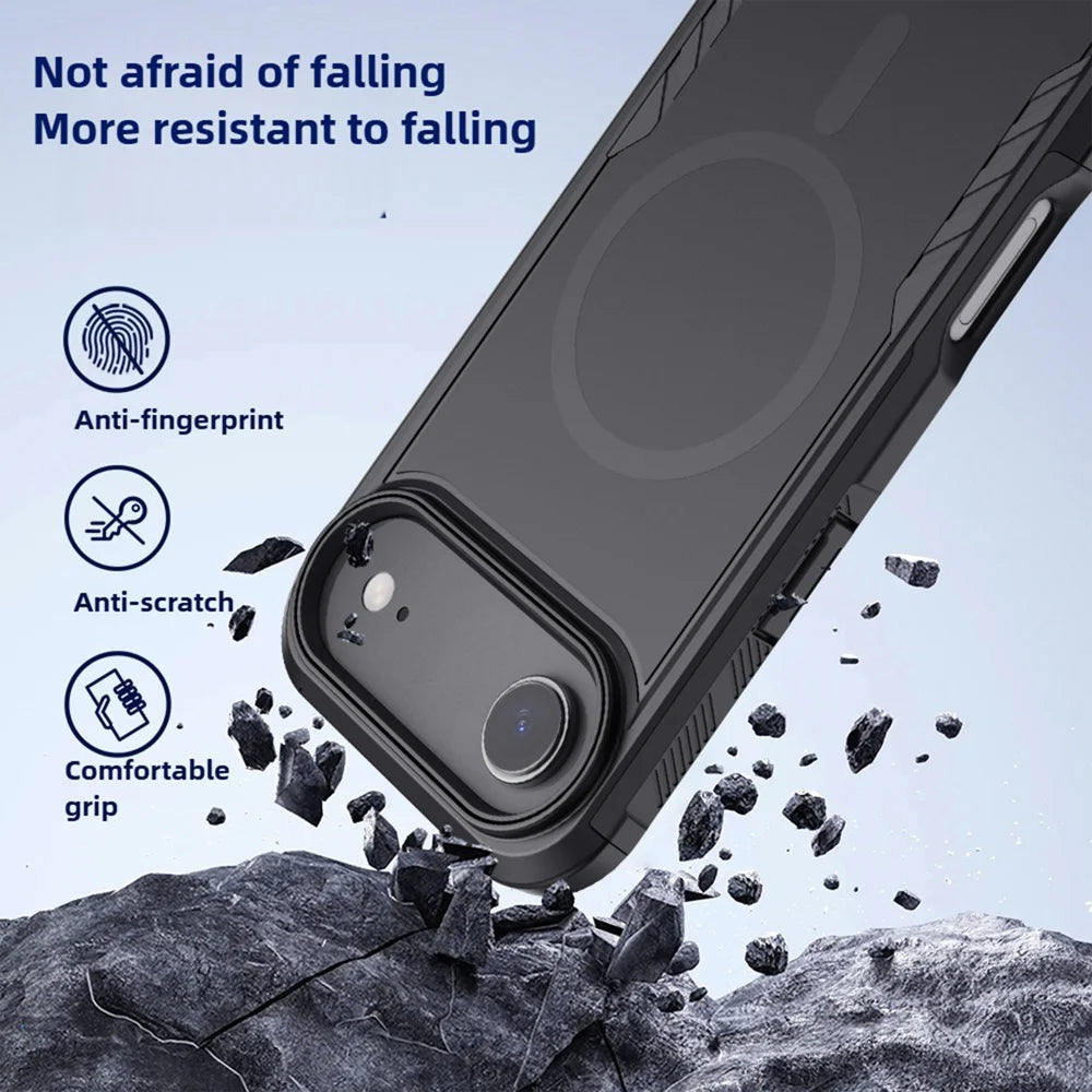 For iPhone Air Magnetic Case PC + TPU Shockproof Matte Phone Cover - Black - 3