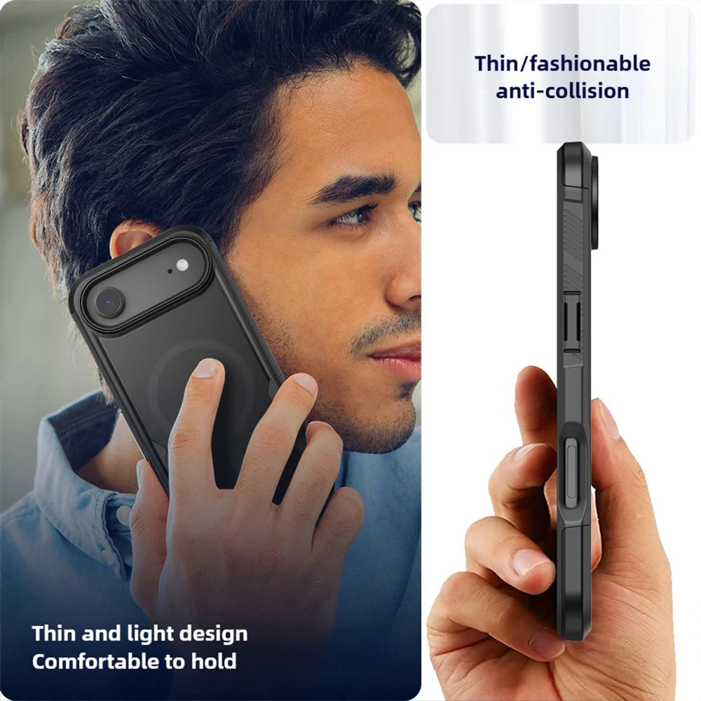 For iPhone Air Magnetic Case PC + TPU Shockproof Matte Phone Cover - Black - 5