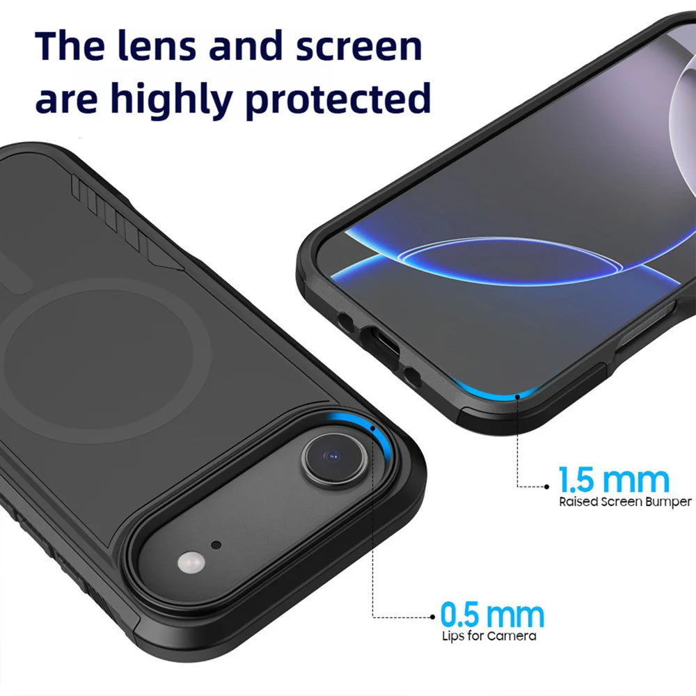 For iPhone Air Magnetic Case PC + TPU Shockproof Matte Phone Cover - Black - 6