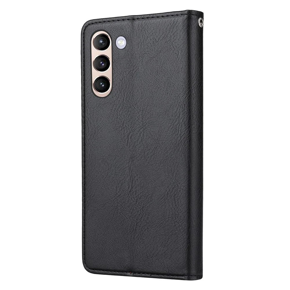 For Samsung Galaxy S23+ Full Protection Cell Phone Case Front Card Slot Design Magnetic Auto-absorbed PU Leather Flip Cover Wallet Stand - Black - 3