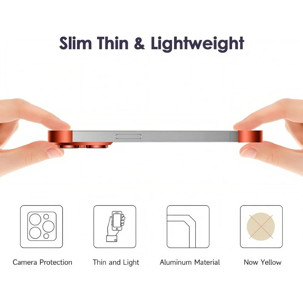 For iPhone 17 Frameless Case Titanium Alloy Phone Corner Pad Bumper Cover with Camera Lens Protector - Orange - 2