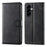 For Samsung Galaxy A37 5G Case Stand Wallet Calf Texture PU Leather Flip Phone Cover with Wrist Strap - Black - 1