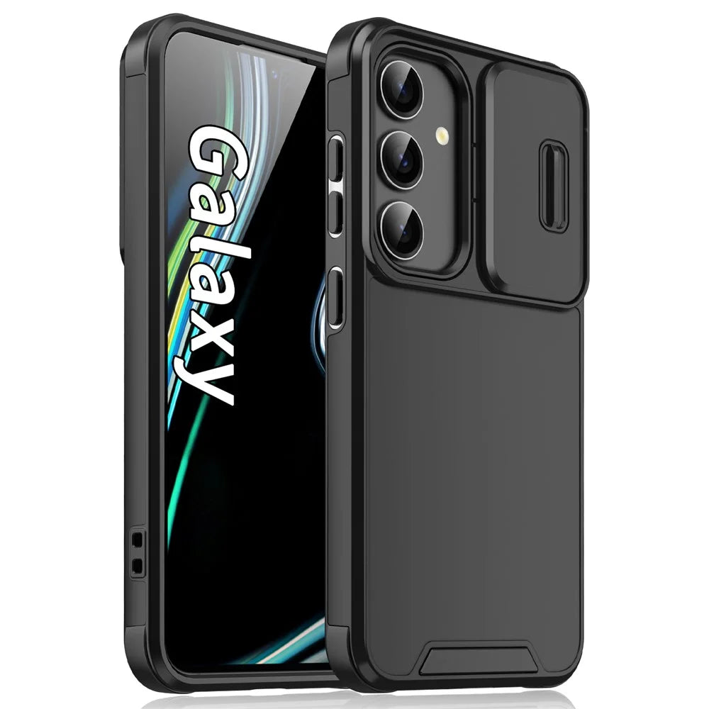For Samsung Galaxy S26+ Case PC + TPU Phone Cover with Slide Camera Guard - Black - 1