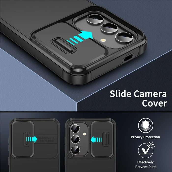 For Samsung Galaxy S26+ Case PC + TPU Phone Cover with Slide Camera Guard - Black - 3