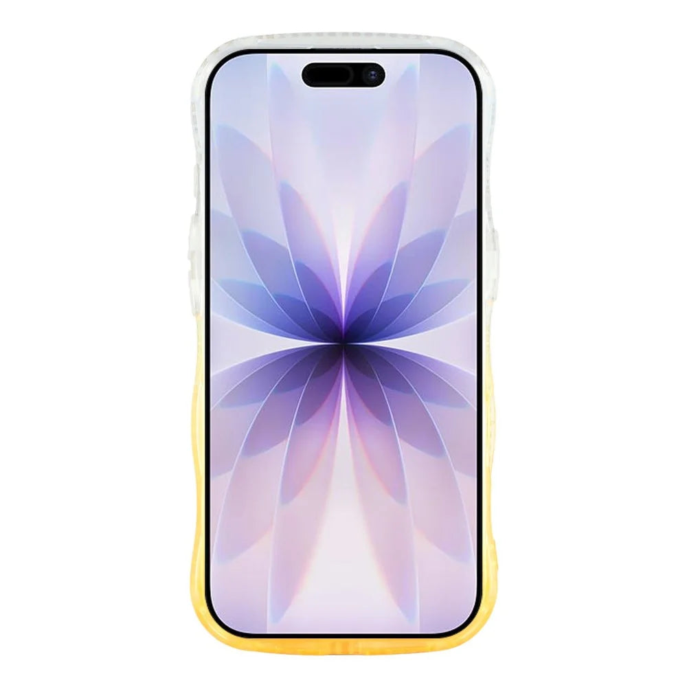 For iPhone 17 Case Epoxy Butterfly Design Rhinestone Decor Gradient Shockproof TPU Phone Cover - White  /  Orange - 2