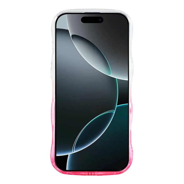 For iPhone 16 Pro Case Epoxy Butterfly Design Rhinestone Decor Gradient Shockproof TPU Phone Cover - White  /  Pink - 2