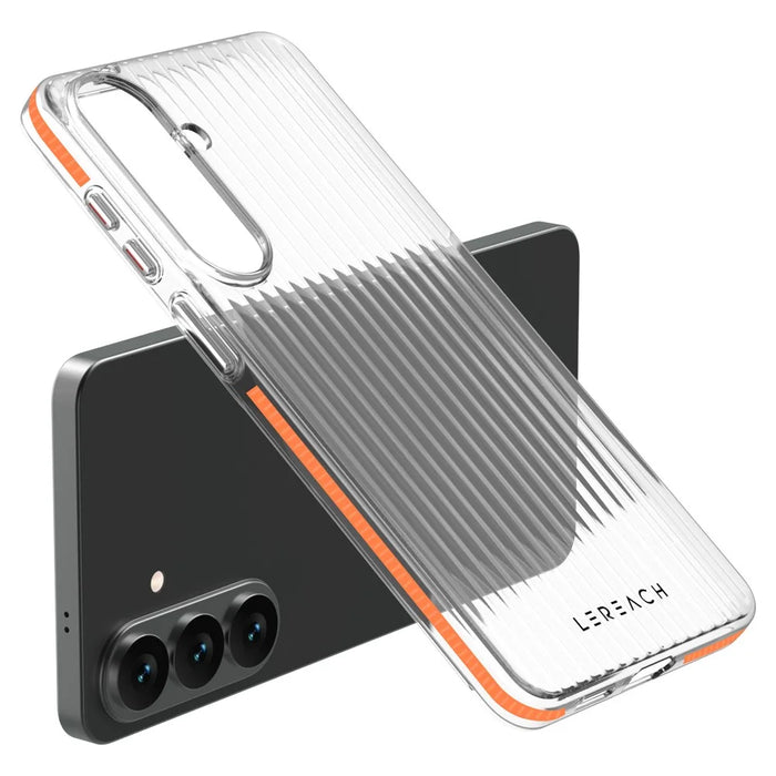 LEREACH TOC Series for Samsung Galaxy S26 Case Flowing Grid PC Phone Cover - Orange - 5