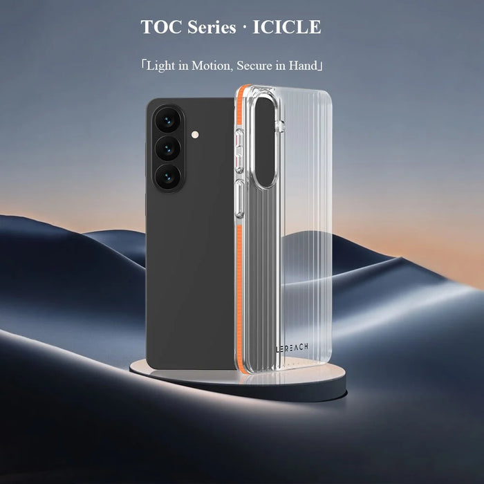 LEREACH TOC Series for Samsung Galaxy S26 Case Flowing Grid PC Phone Cover - Orange - 6