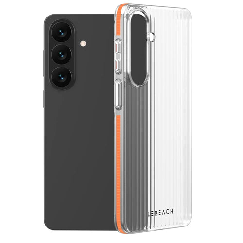 LEREACH TOC Series for Samsung Galaxy S26+ Case Flowing Grid PC Phone Cover - Orange - 1
