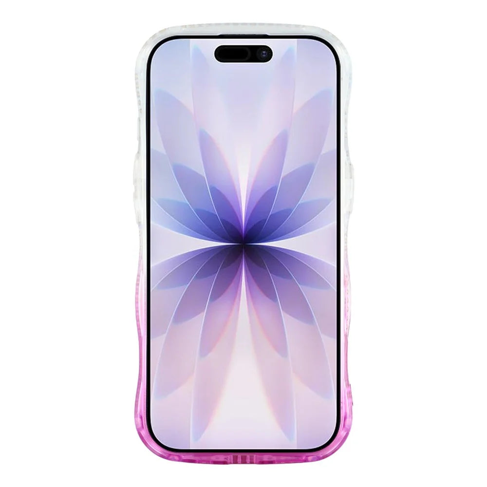 For iPhone 17 Case Glitter Epoxy Design TPU Phone Cover with Sparkly Rhinestone Decor Wave Frame - Gradient Purple - 2