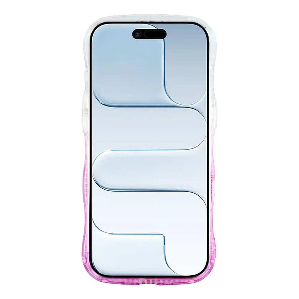 For iPhone Air Case Glitter Epoxy Design TPU Phone Cover with Sparkly Rhinestone Decor Wave Frame - Gradient Purple - 2