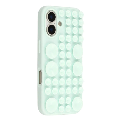 For iPhone 16 Case Suction Cup Silicone Phone Cover with Fabric Lining - Green - 1