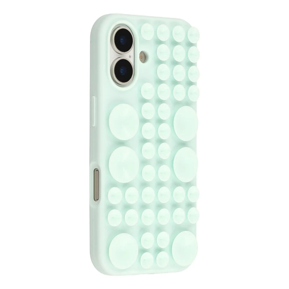 For iPhone 16 Case Suction Cup Silicone Phone Cover with Fabric Lining - Green - 1