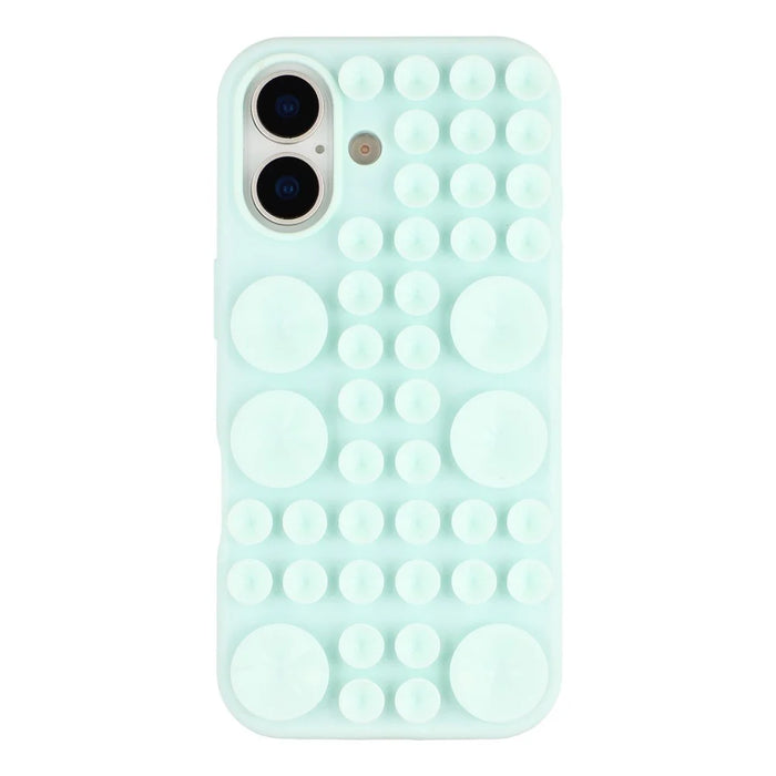 For iPhone 16 Case Suction Cup Silicone Phone Cover with Fabric Lining - Green - 3